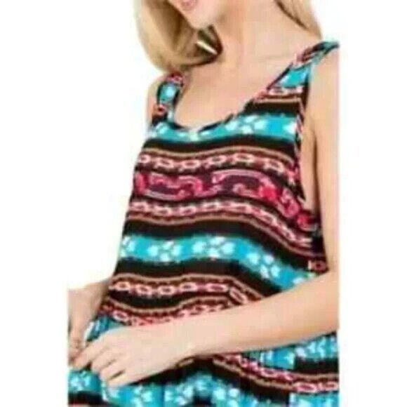 Aztec Tribal Print Mini Sundress Sleeveless Boho Summer - Picture 3 of 10